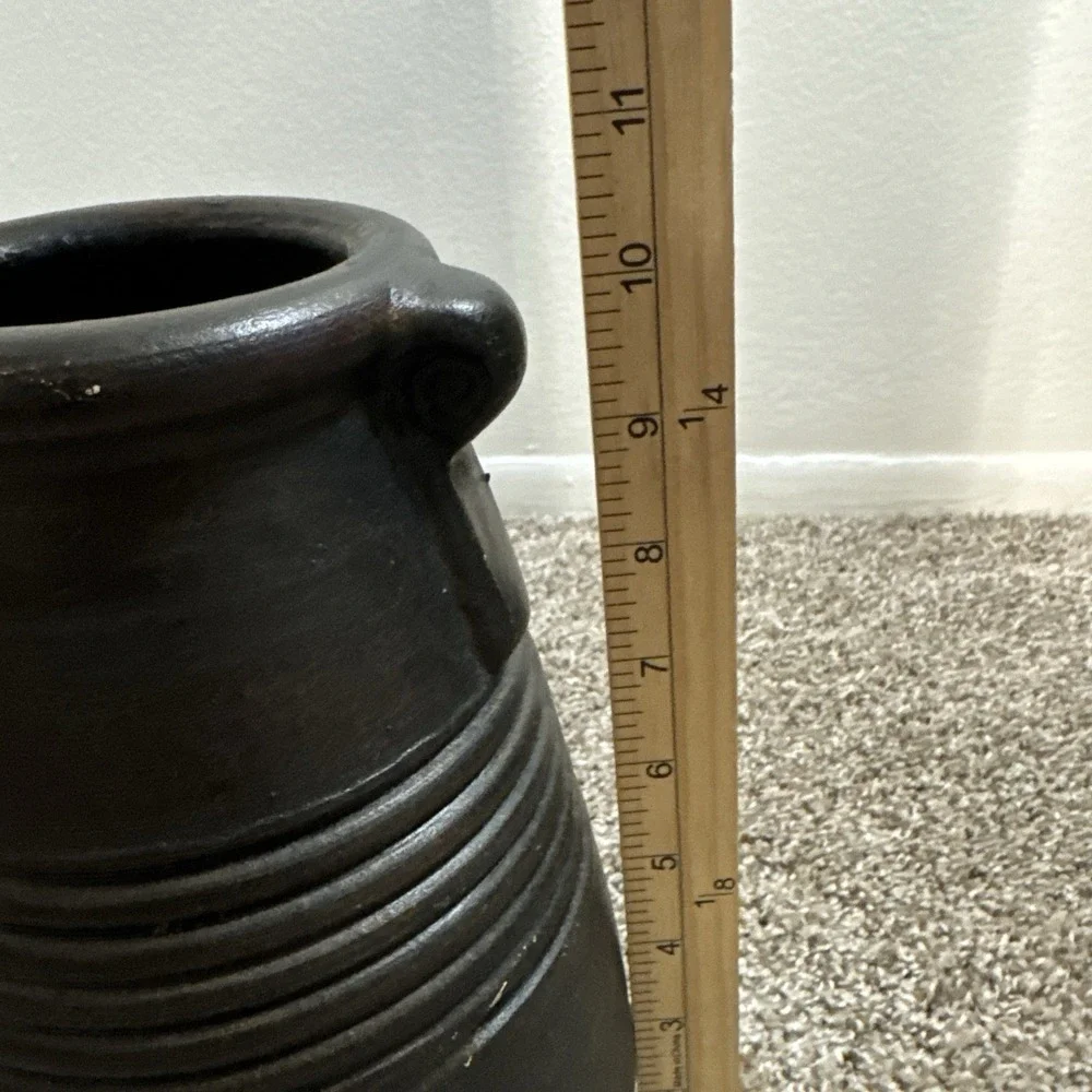 Philippine Made Pottery Vase Terra Cotta Clay Brown Handles Boho  Rustic 10